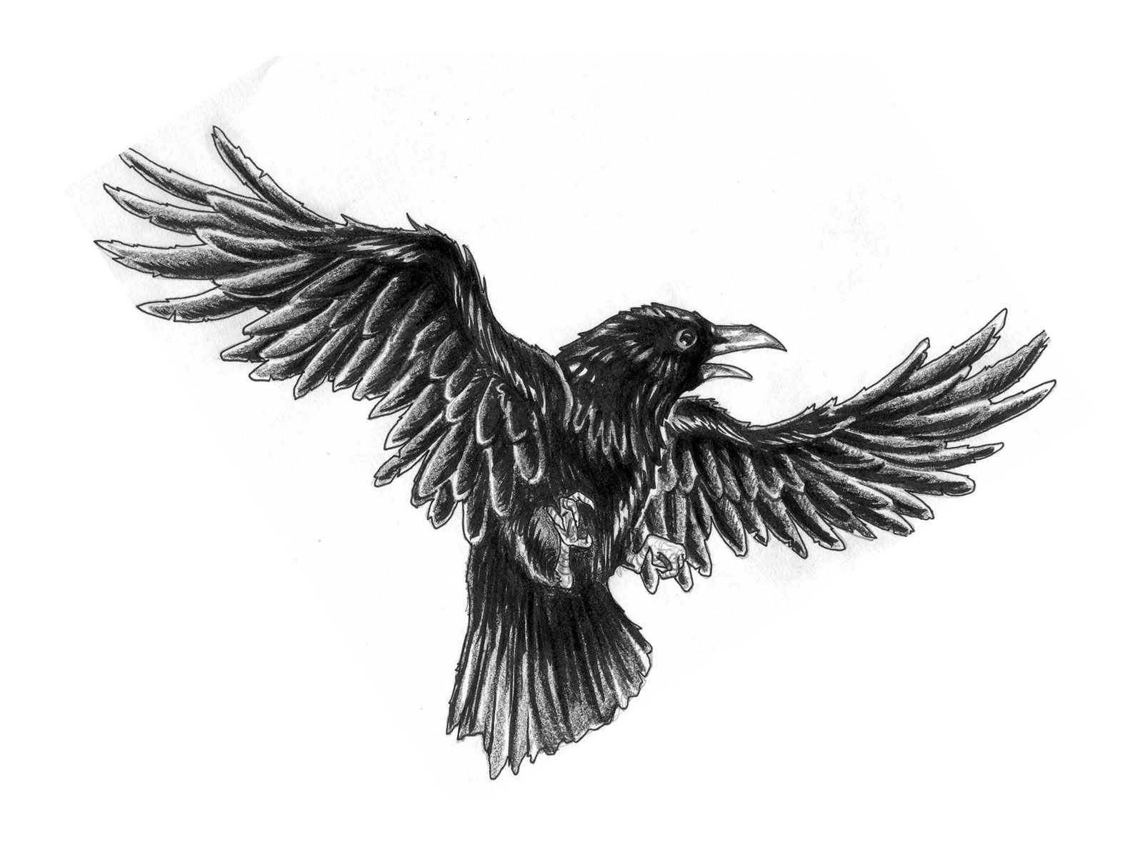 Временная переводная татуировка «Ворон» - или неоновая светящаяся тату