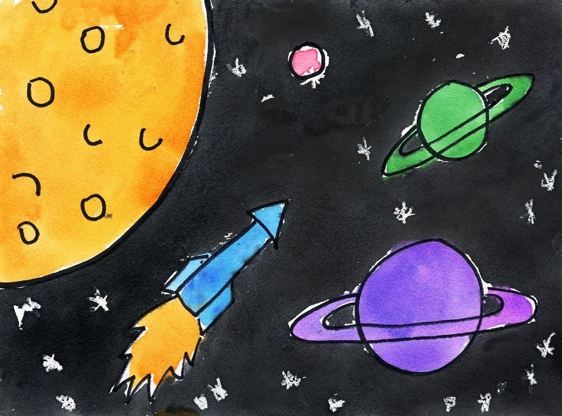 Рисунки космоса для срисовки (63 фото)