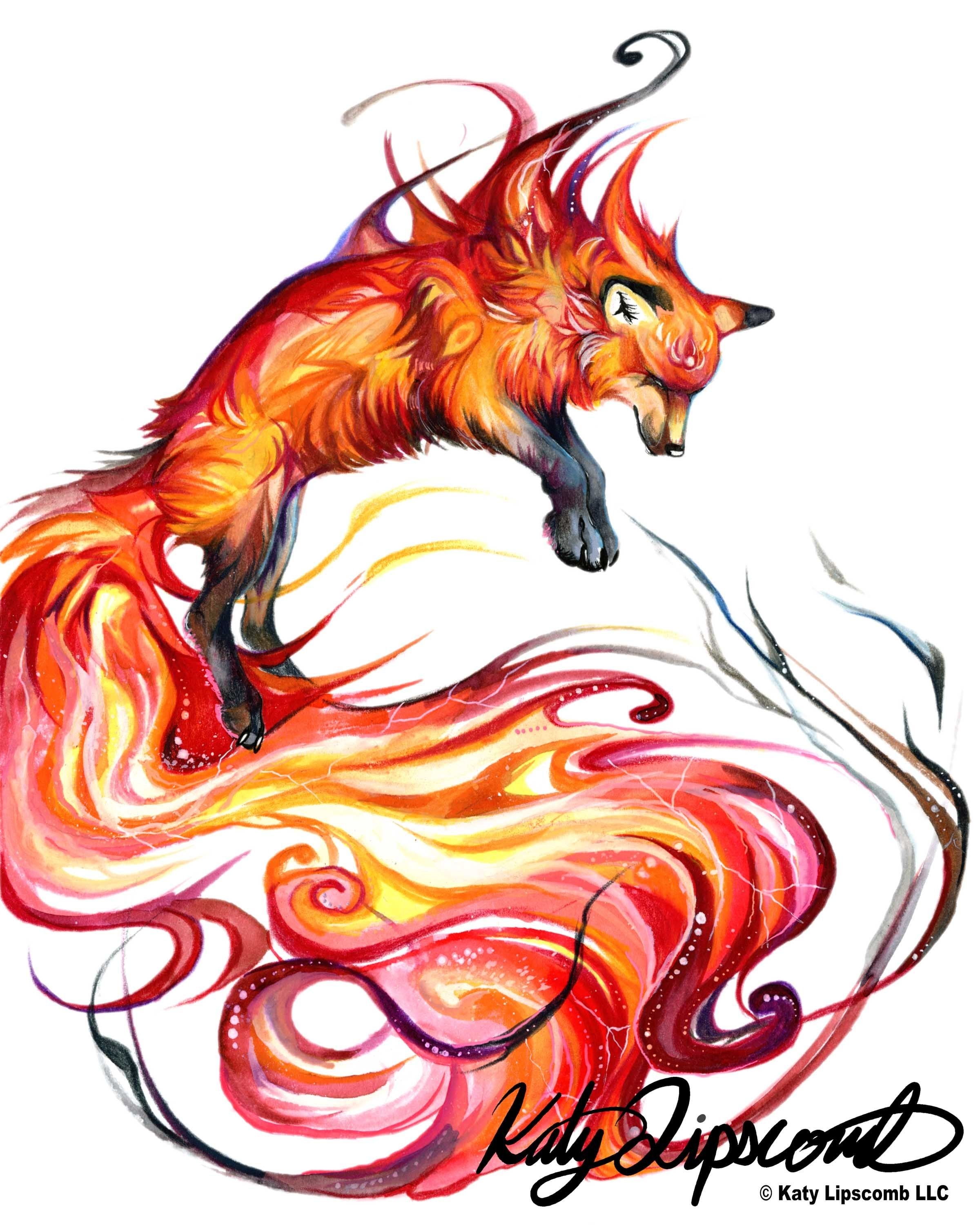 огненная лиса рисунок