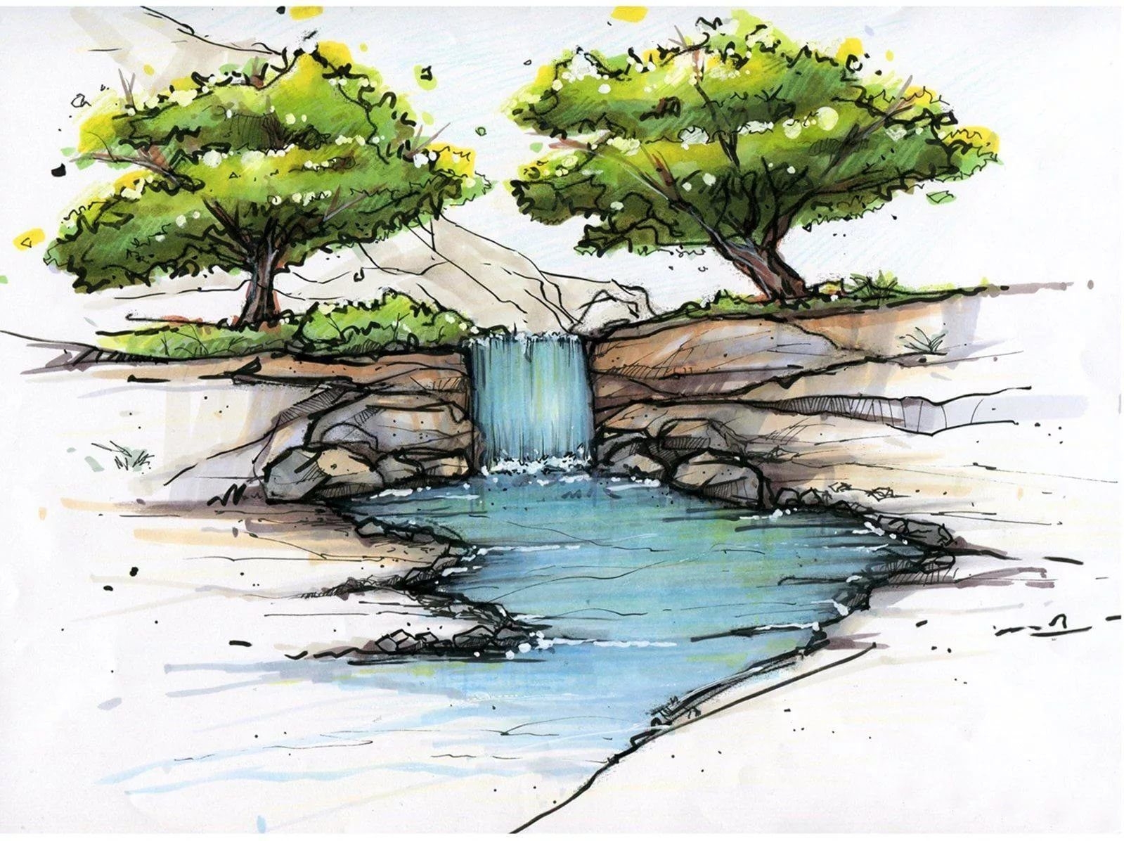Как нарисовать озеро (67 фото) » Рисунки для срисовки и не только