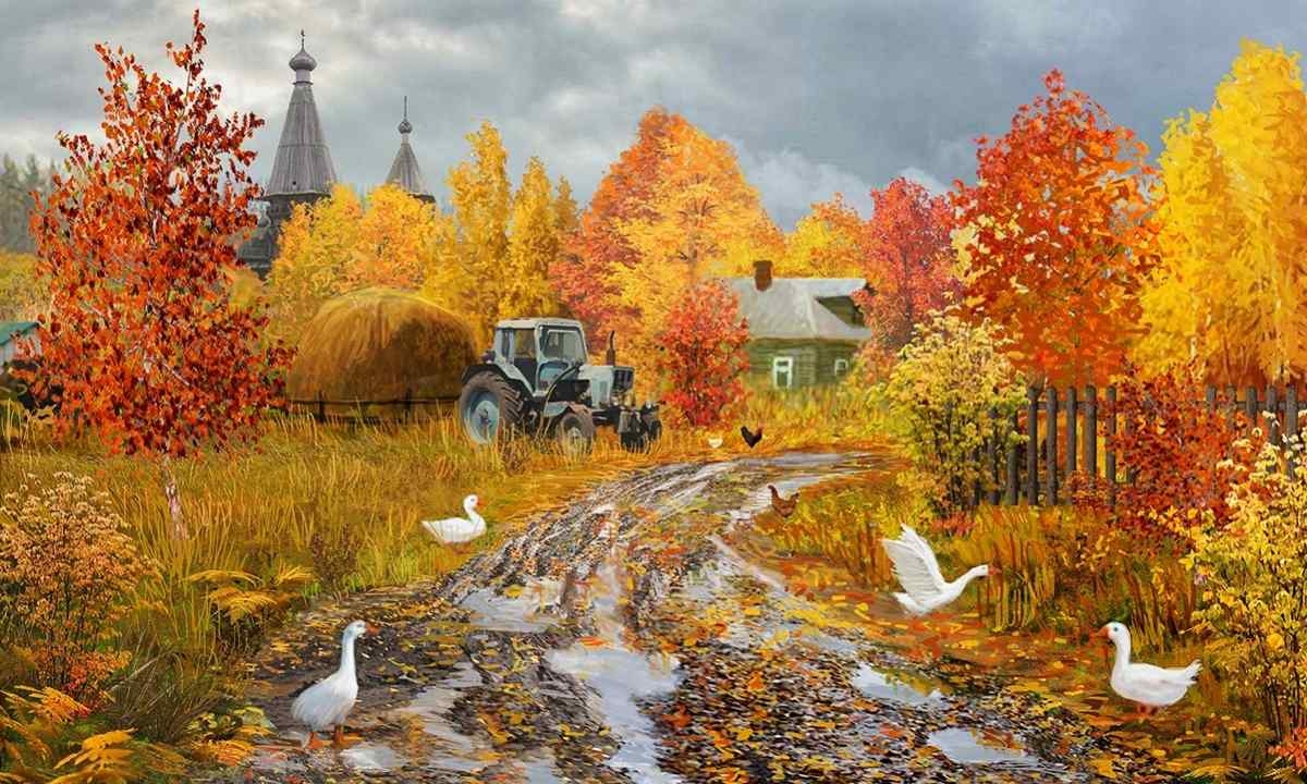 Золотая осень в деревне - 59 фото