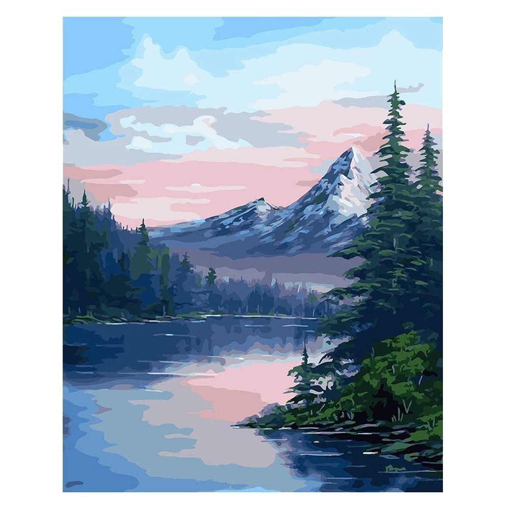 Рисунок красками лес и озеро - 78 фото