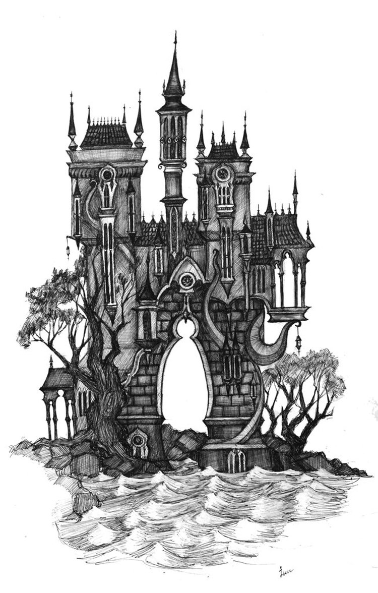 Рисунки готические замки