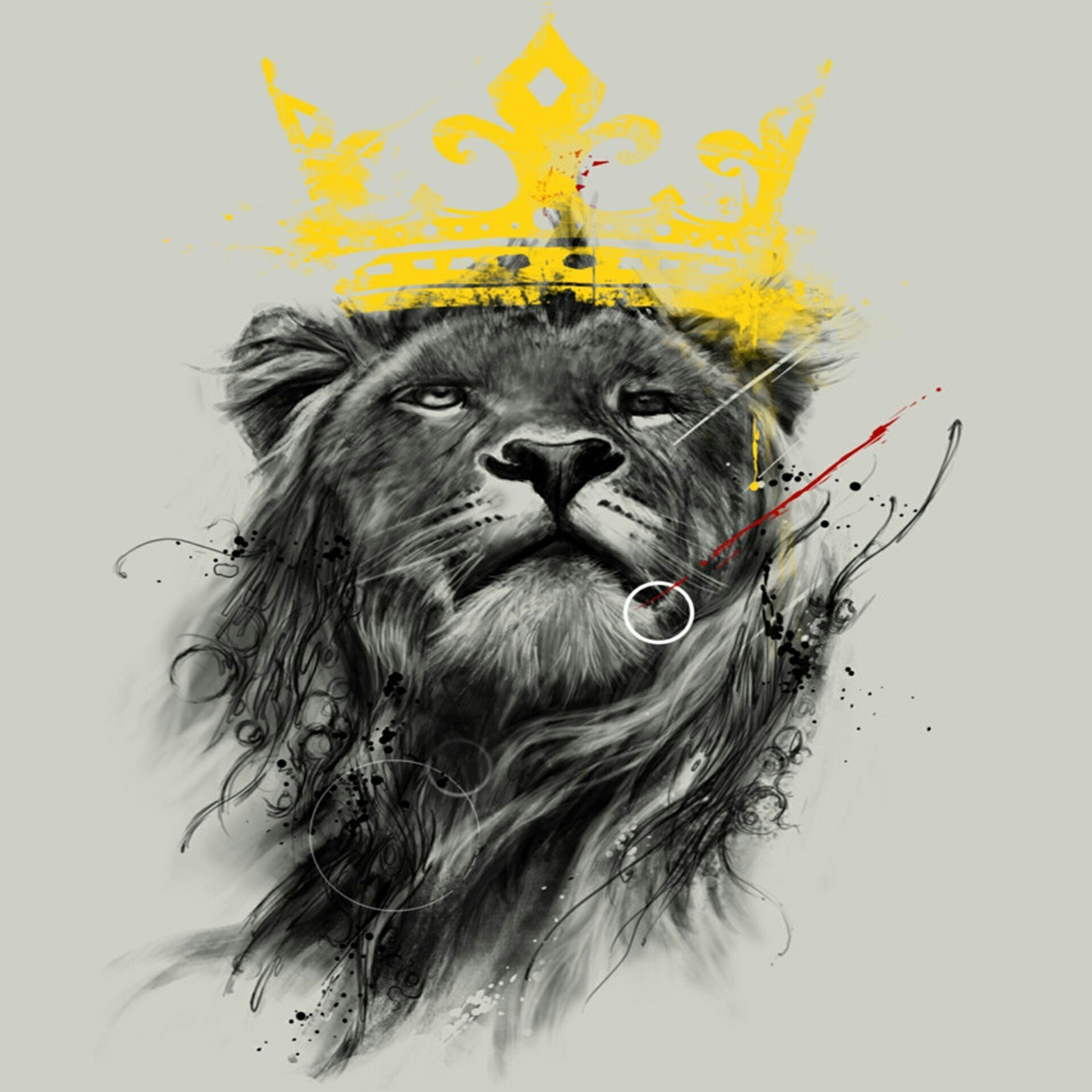 Татуировка знак зодиака лев с короной