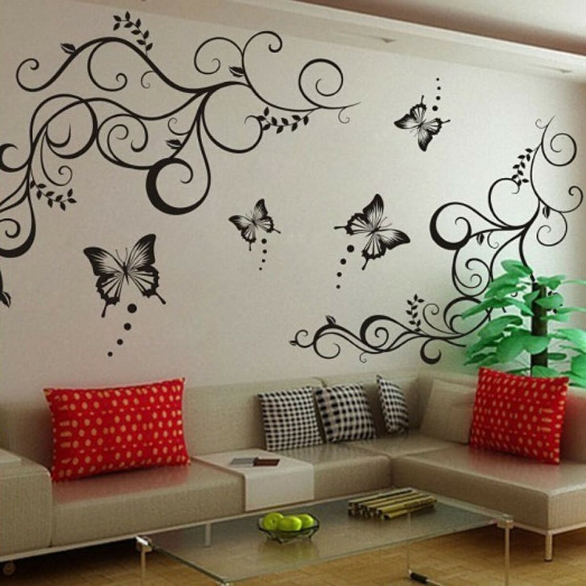Как покрасить стену через трафарет - декор интерьера своими руками