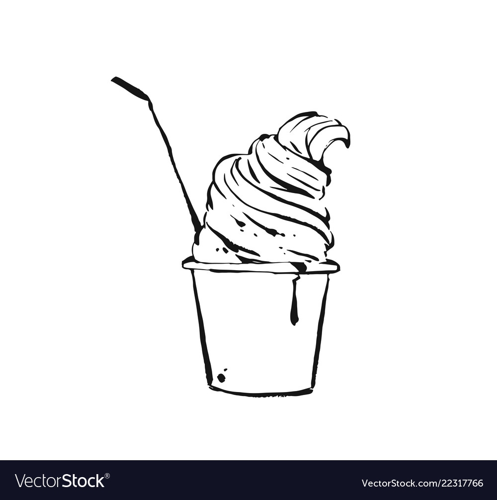 Раскраска Мороженое тает в конусе