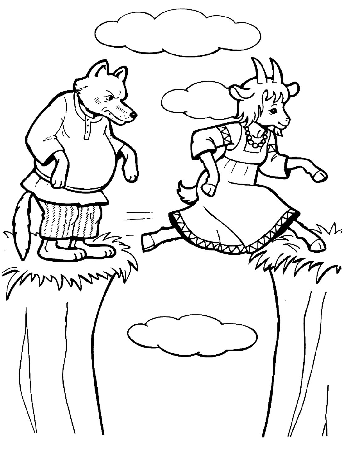 Раскраска с заданиями А4, ЛиС «Шаг за шагом. Волк и семеро козлят», 16стр., с наклейками и игрой