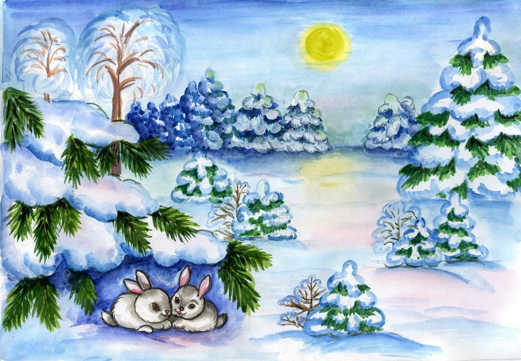 картинка лес зимой для детей
