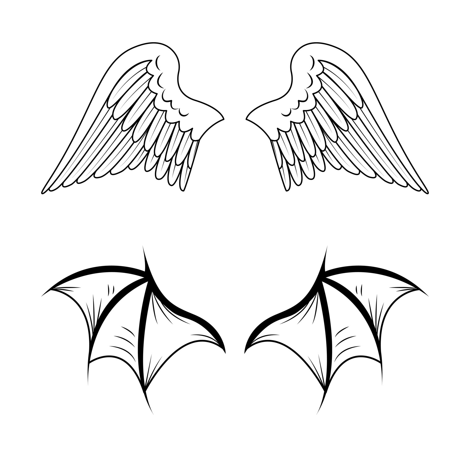 Крылья ангела и демона рисунок - 69 фото