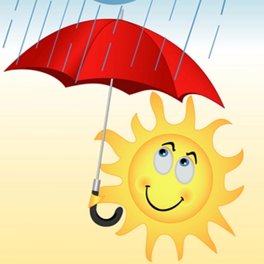 Солнышко и дождик. Дождик и солнце. Солнце под зонтиком. Солнце в дождливый день.