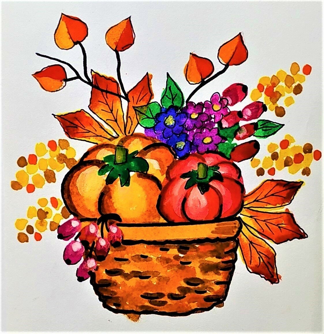 Осенний букет рисунок пошагово - 71 фото
