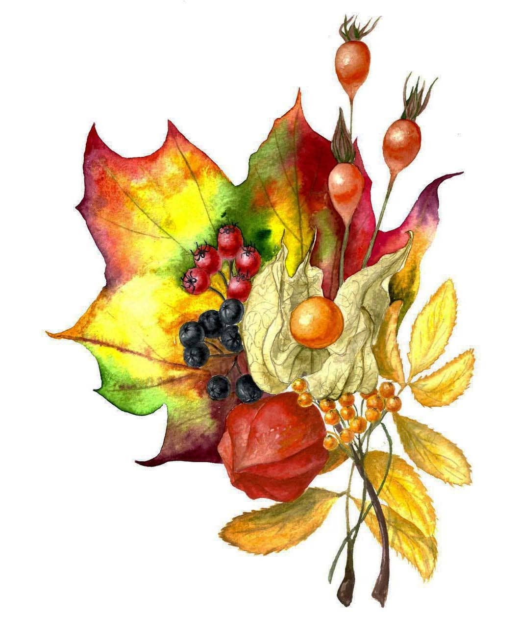 Букет из листьев осенью рисунок - 72 фото