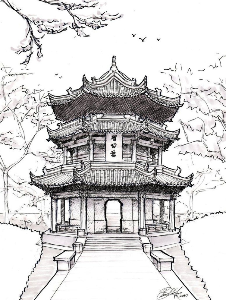 Китайская архитектура рисунок