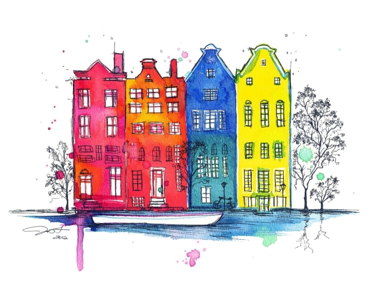 Цветные домики рисунок