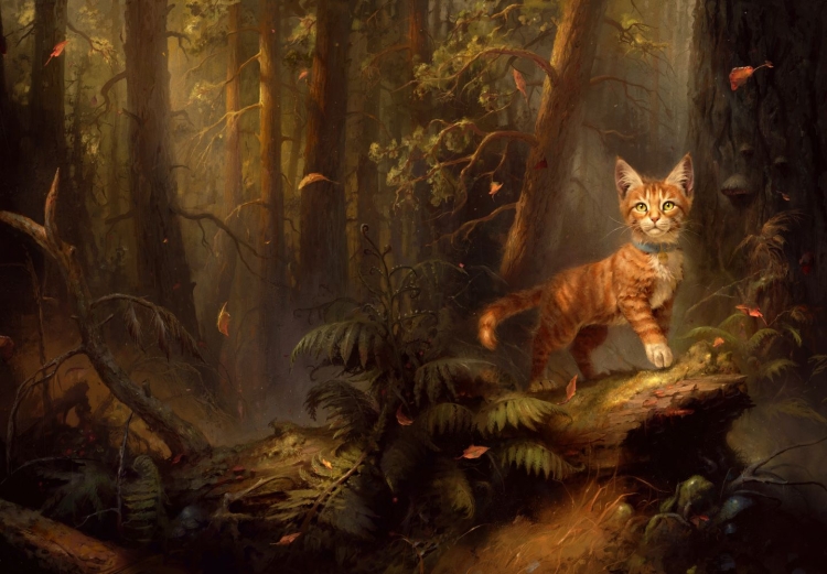 Рыжая кошка в лесу