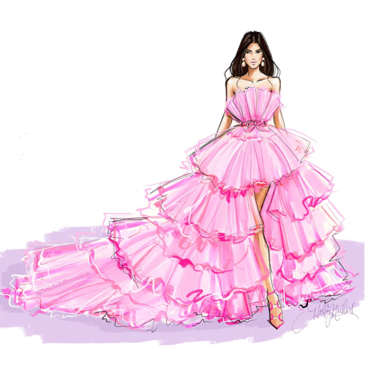 Розовое платье рисунок