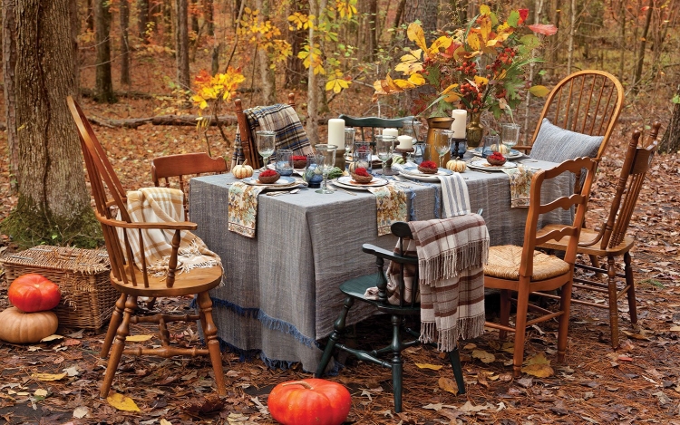 Пикник в лесу осенью