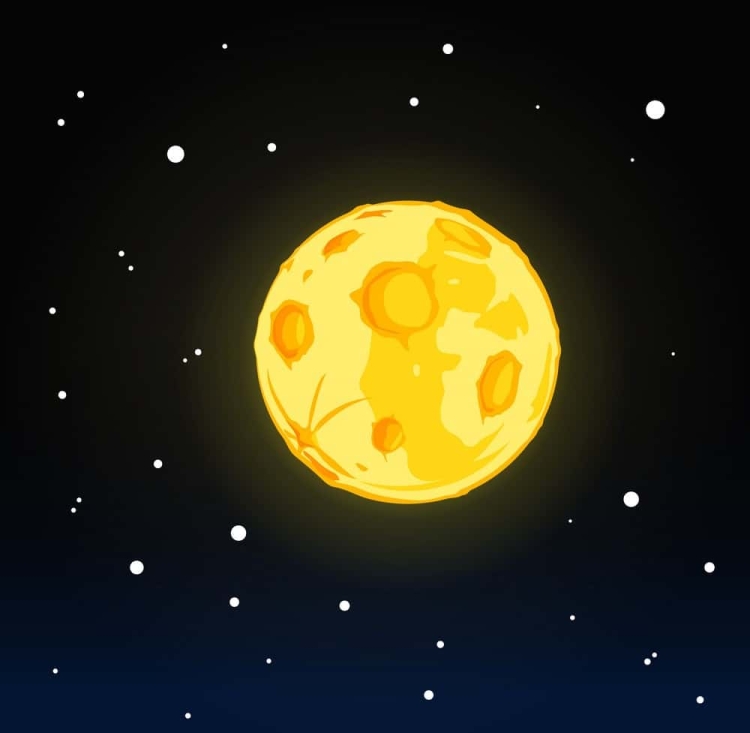 Желтая луна рисунок
