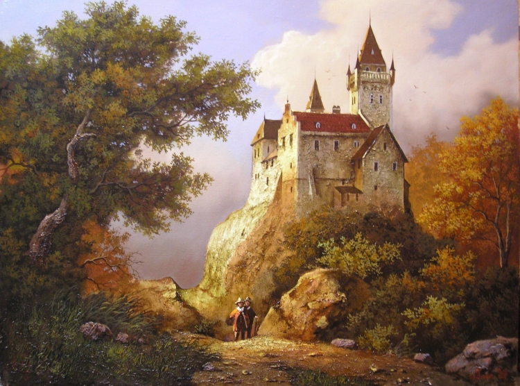 Осенний пейзаж старинный замок