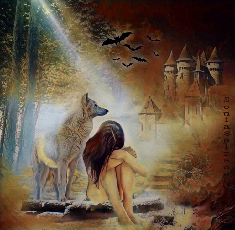 Девушка с волком в лесу - 77 фото