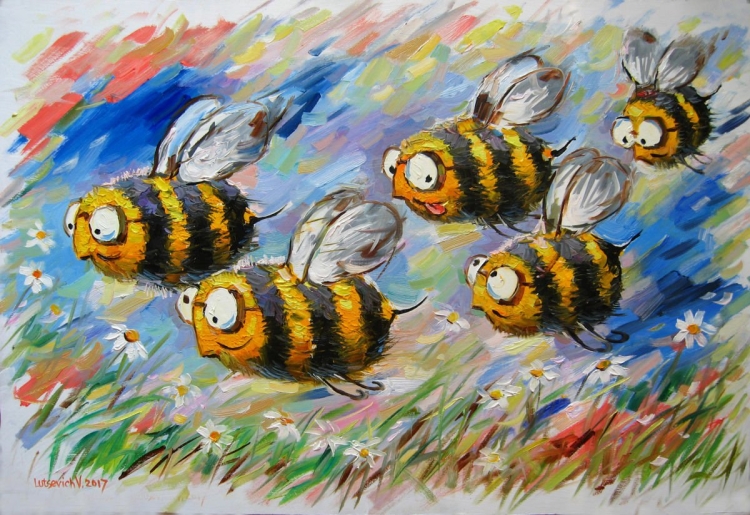 Пчела рисунок гуашью