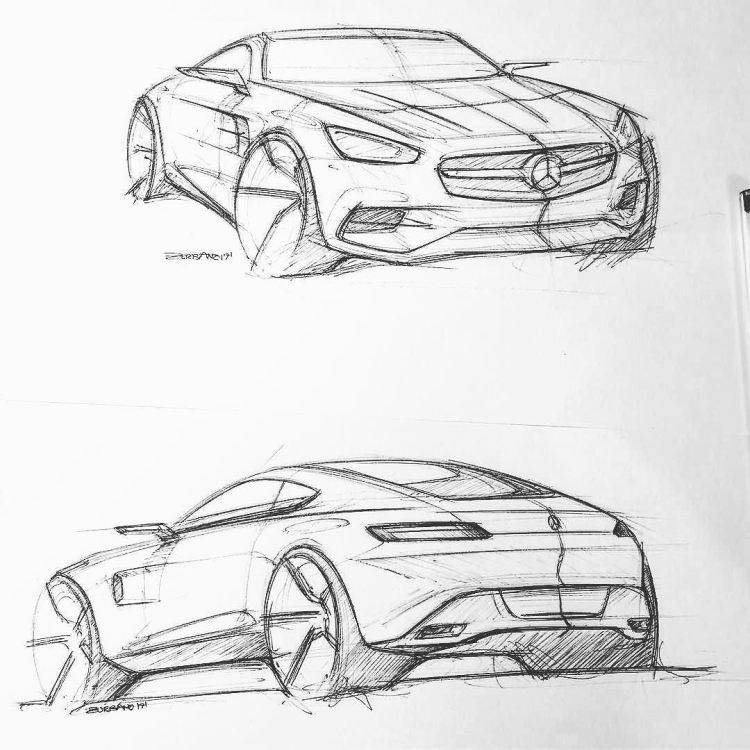 Рисунок карандашом набросок мужчина и красивый автомобиль