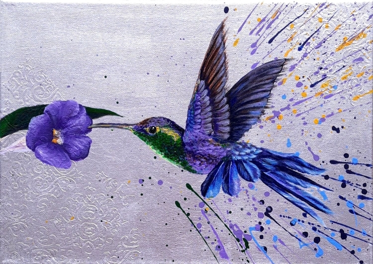 Рисунок акрилом колибри