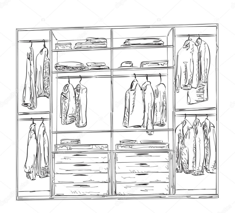 Шкаф с одеждой рисунок - 65 фото
