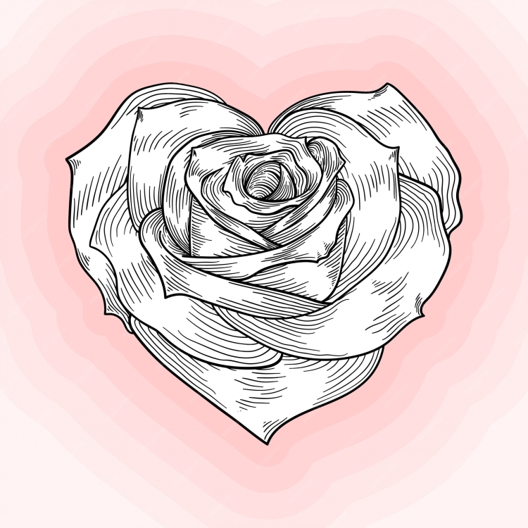 Роза из сердечка рисунок