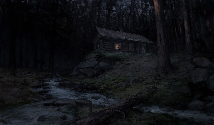 Заброшенный дом в темном лесу