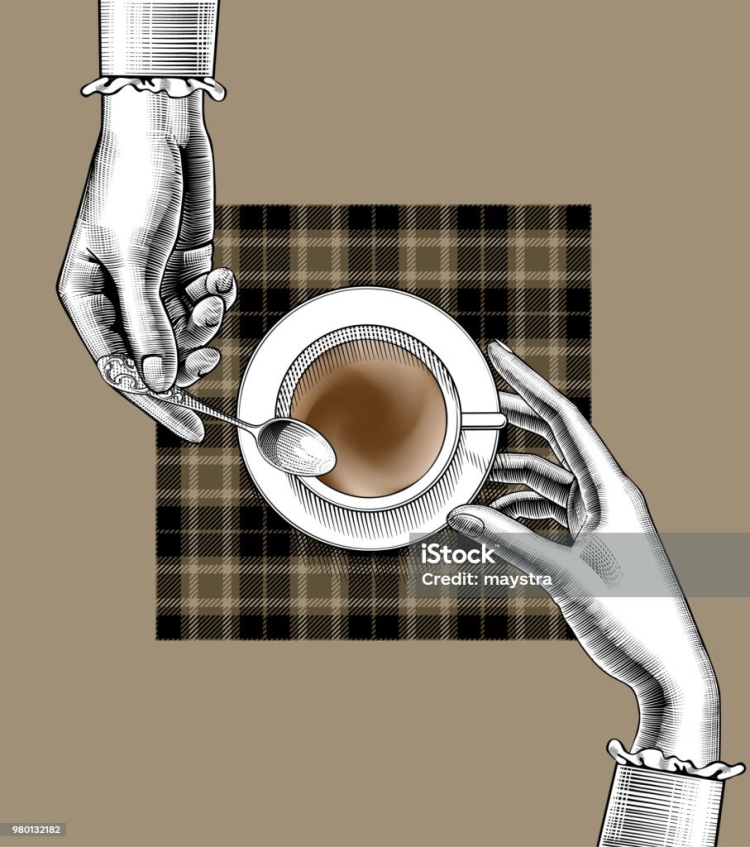 Рука с кофе рисунок