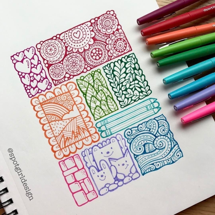 Маленькие рисунки цветными ручками