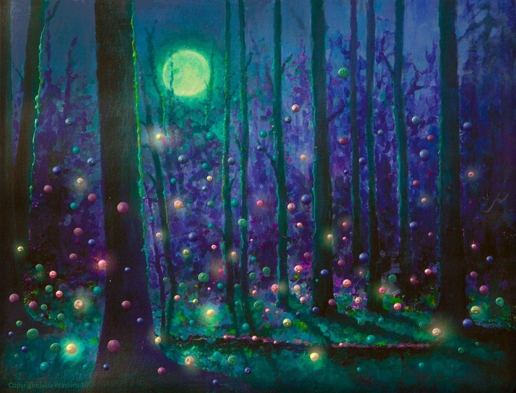 Светящиеся деревья в лесу