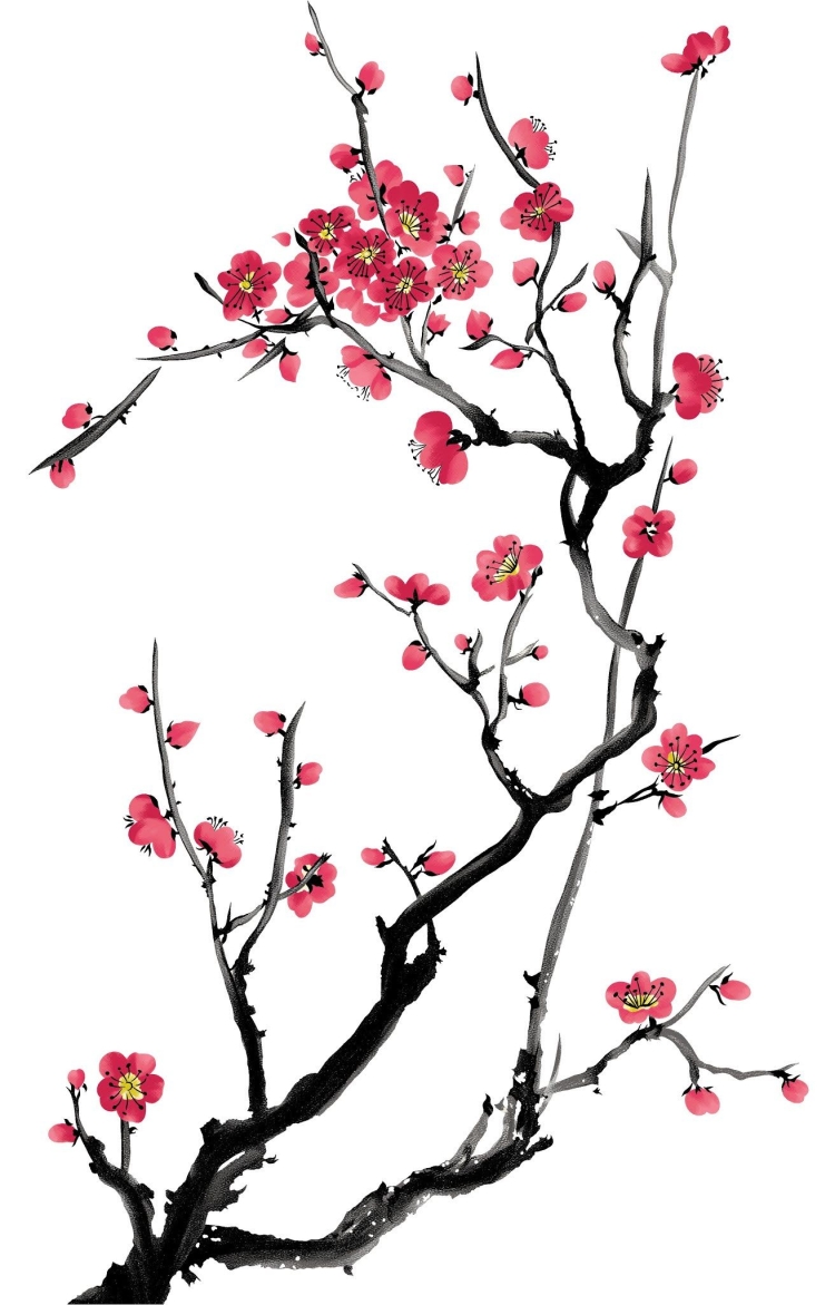 Рисунок дерева в китайском стиле