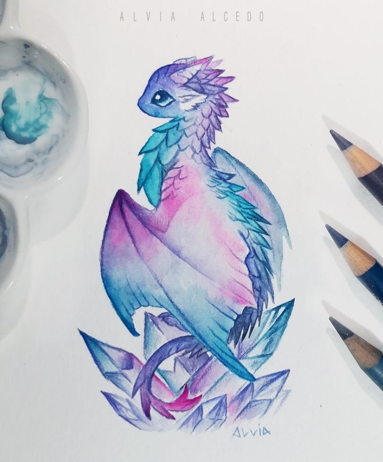 Рисунки для срисовки цветные драконы