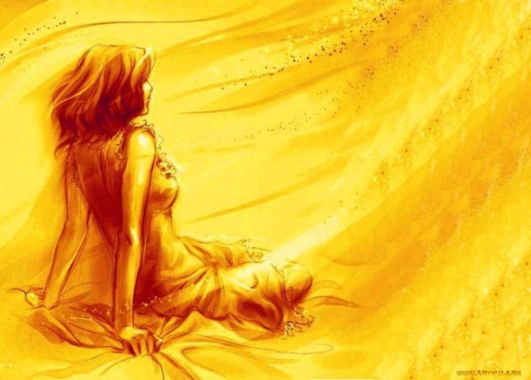 Солнце и девушка рисунок