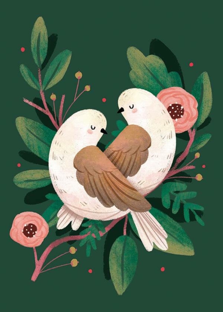 Рисунок двух птиц