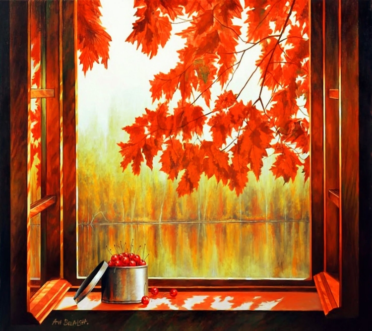 Осенний пейзаж из окна рисунок