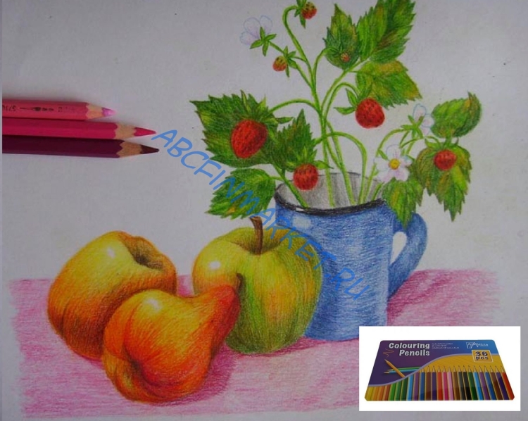 Осенний натюрморт рисунок цветными карандашами