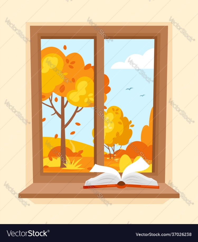 Осеннее окно рисунок
