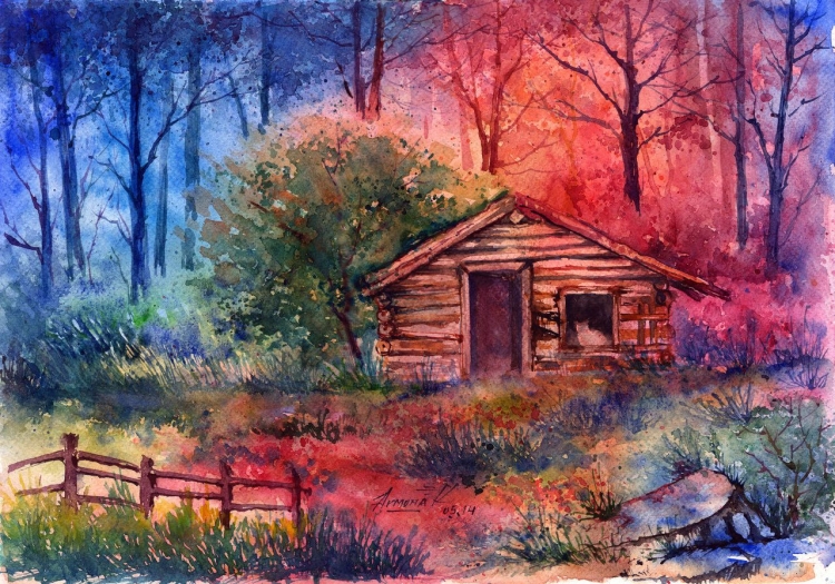 Одинокий домик в лесу