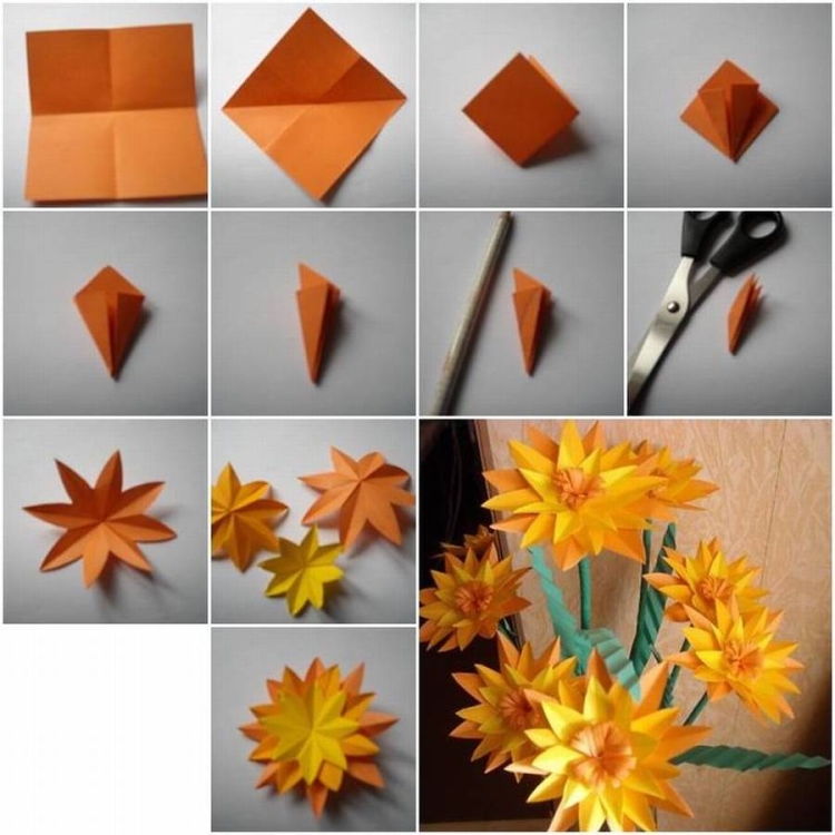 Оригами осенние цветы из бумаги