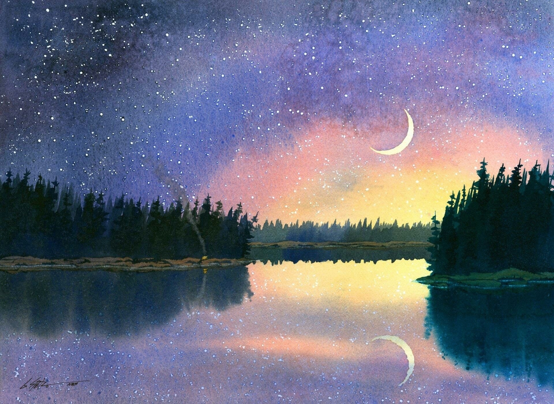 Художник рисует звездное небо подчеркни в предложении. Ночной пейзаж гуашью. Ночной пейзаж акварелью. Лунный пейзаж акварелью. Лунные пейзажи в живописи.
