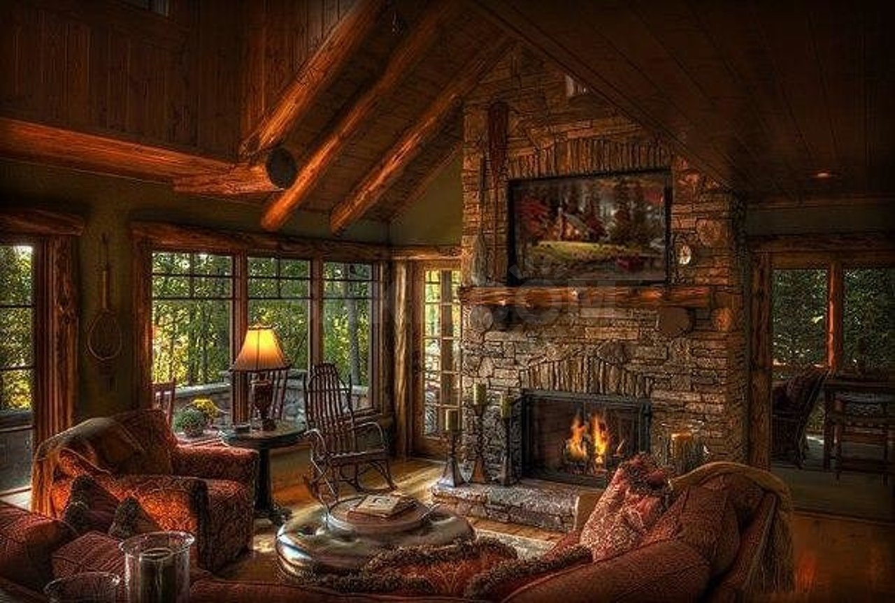 Дизайн гостиной в деревянном доме — 25 фото