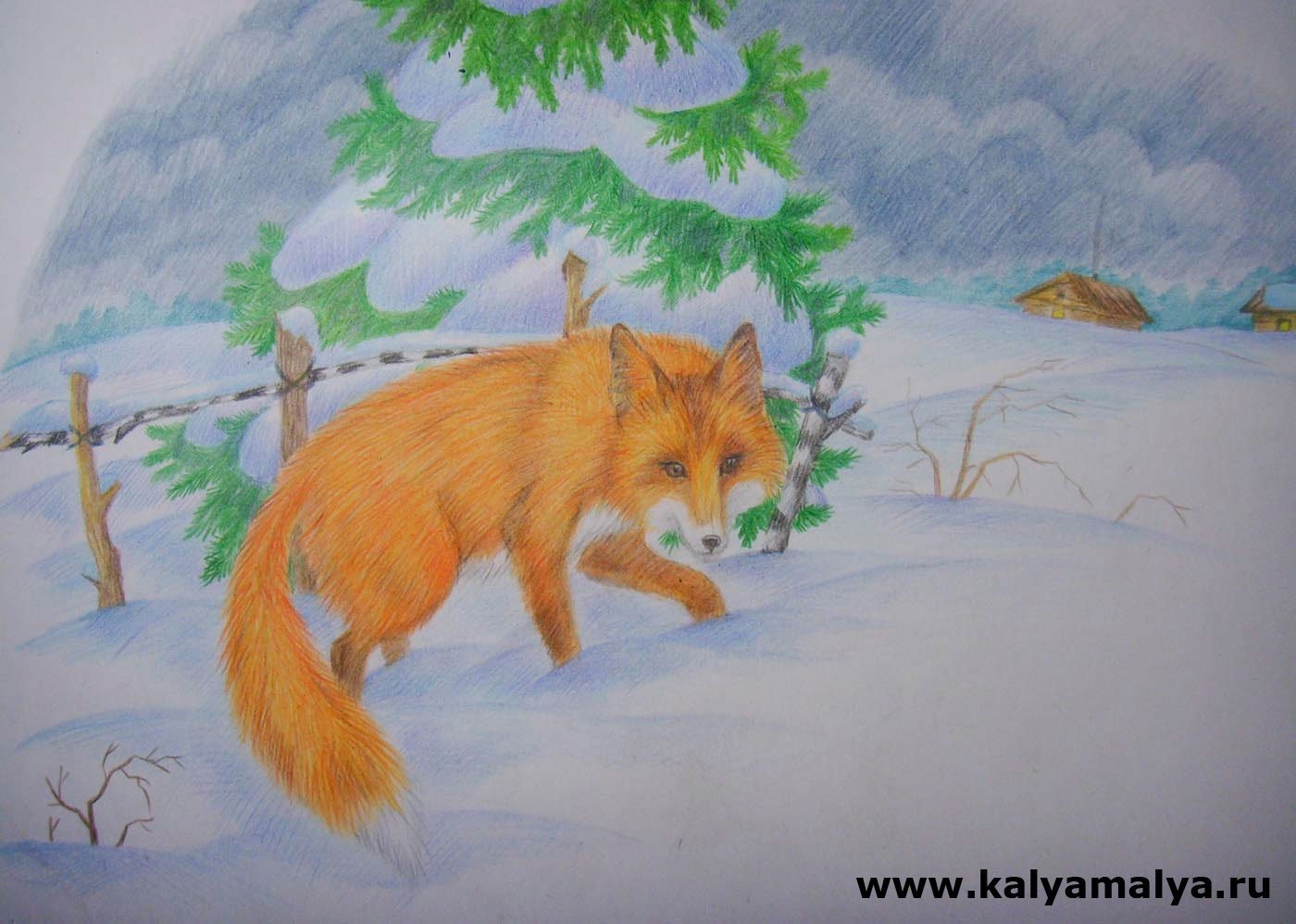 Детский рисунок лиса в лесу (46 фото)