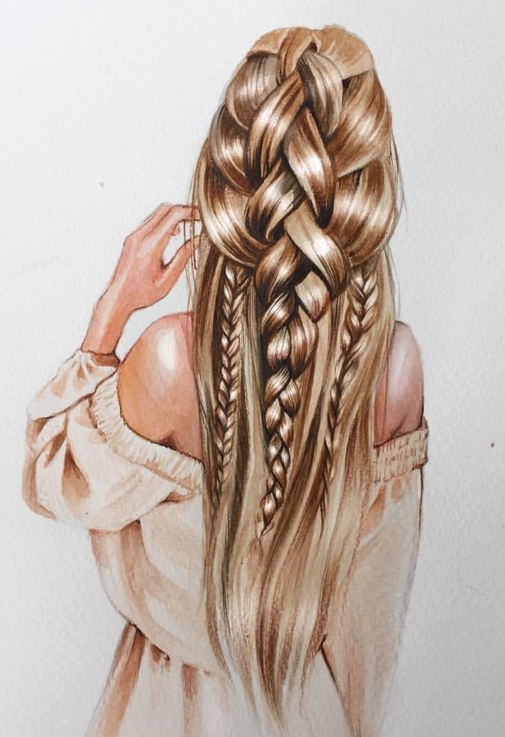 Девушка с косами рисунок - 63 фото