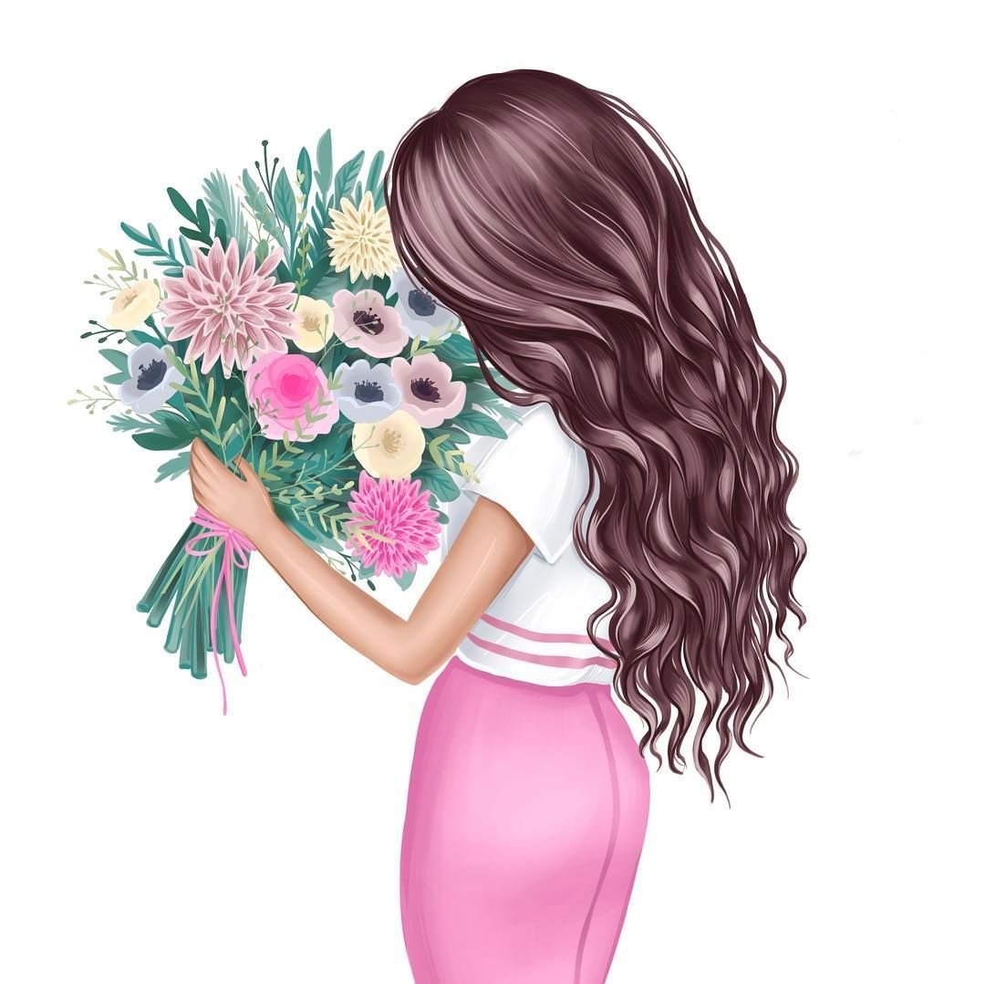 Девушка с цветами фото со спины на аву