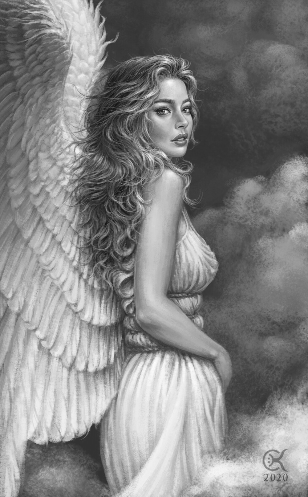 голая девушка ангел рисунок (100) фото