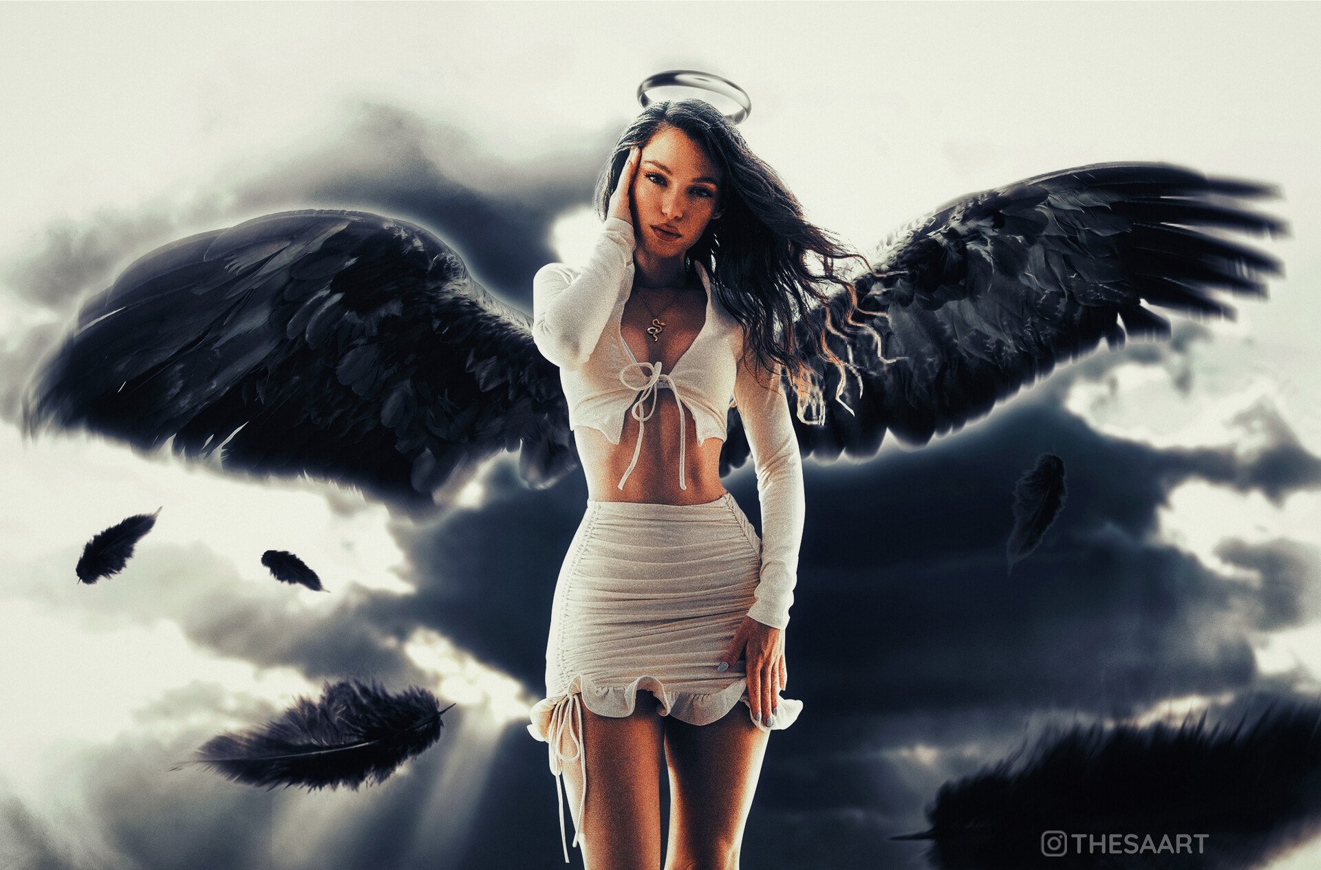 Заказать Статую ангела девушку с широкими крыльями А22 на памятник - optnp.ru