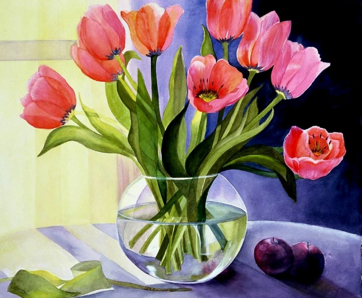 Натюрморт с весенними цветами рисунок - 73 фото